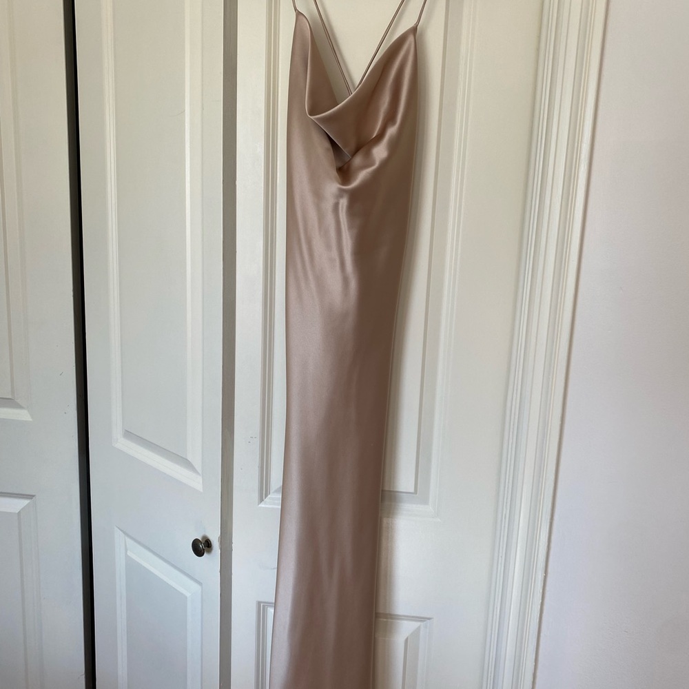 Le Lis Gold Cowl Neck Slip Dress for Weddings